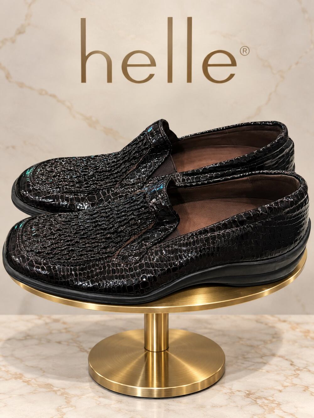 Helle Comfort Dark Burgundy Croc Patent Leather Loafers EU 41 US 10-10.5
